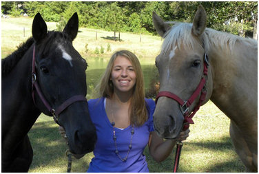 Justine with her horses
